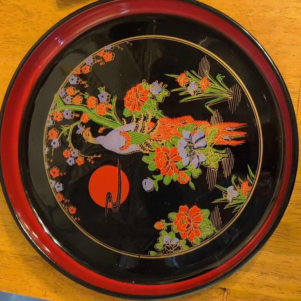 Vintage Plastic Asian Inspired Serving Tray